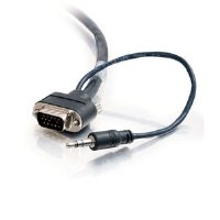 C2G 40177 VGA + 3.5mm Audio Video Cable M/M with Rounded Low Profile Connectors, Plenum CMP-Rated, Black (35 Feet, 10.66 Meters)