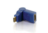 C2G 40434 Velocity 90° Rotating HDMI Female to HDMI Mini Male Port Saver Adapter, Blue