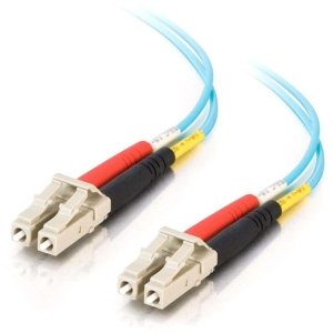 C2G/Cables to Go 11000 LC-LC 10GB 50/125 OM3 Duplex Multimode Fiber Optic Cable, TAA Compliant, Aqua (3.3 Feet, 1 Meter)