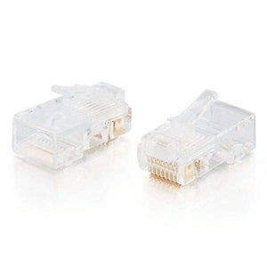 C2G 01939 RJ45 Cat5 8x8 Modular Plug for Flat Stranded Cable Multipack (25 Pack) Clear