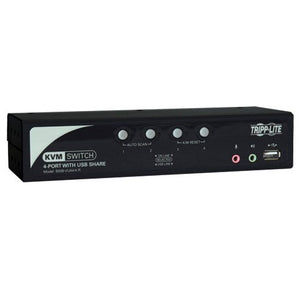 Tripp Lite B006-VUA4-K-R 4-Port KVM Switch with 2 Port USB 2.0 Hub, Audio, Cable Kit, OSD and Peripheral Sharing, USB or PS/2 (B006-VUA4-K-R)