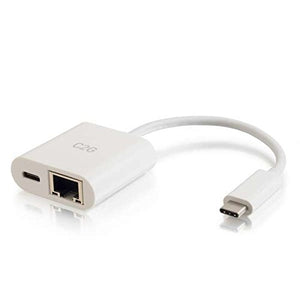 C2G 29748 USB-C to Ethernet Adapter with Power Delivery, White