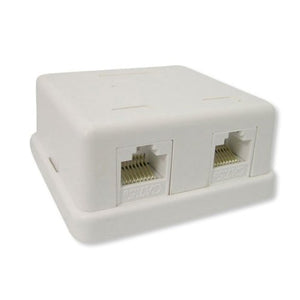 2Port CAT5e Loaded Surface Wall Plate-WH