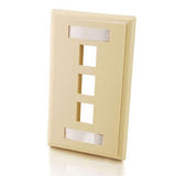 C2G 03712 3-Port Keystone Single Gang Wall Plate, Ivory