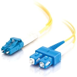 C2G 11188 Fiber Optic Cable - LC-SC 9/125 OS2 Duplex Single-Mode Fiber Cable, TAA Compliant, Yellow (6.6 Feet, 2 Meters)