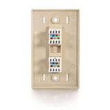 C2G 27417 2-Port Cat5e RJ45 Configured Single Gang Wall Plate, Ivory