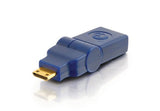 C2G 40434 Velocity 90° Rotating HDMI Female to HDMI Mini Male Port Saver Adapter, Blue