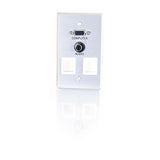 C2G 40544 VGA and 3.5mm Audio Pass Through Single Gang Wall Plate with Two Keystones, Brushed Aluminum