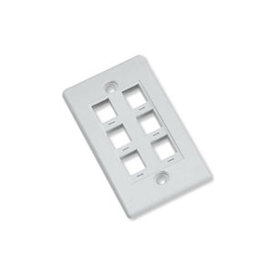 6 Port Keystone Flush Wall Plate -WH