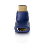 C2G 40420 Velocity 90° Rotating HDMI Female to HDMI Male Port Saver Adapter, Blue