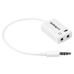 StarTech.com 3.5mm 4 Position to 2x 3 Position 3.5mm Headset Splitter Adapter M/F - White - Mini-ph