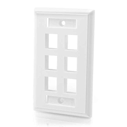 C2G 03414  Six Port Keystone Single Gang Wall Plate, White