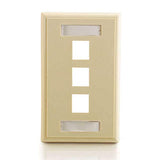 C2G 03712 3-Port Keystone Single Gang Wall Plate, Ivory