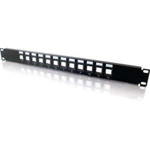 C2G 03857 12-Port Blank Keystone/Multimedia Patch Panel, Black