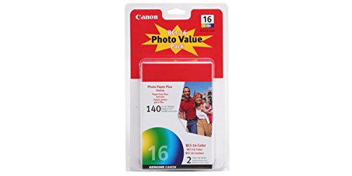 Canon BCI-16 Photo Value Pack With 2 Colour Printer Cardridges & 140 Sheets 4X6IN Photo Paper