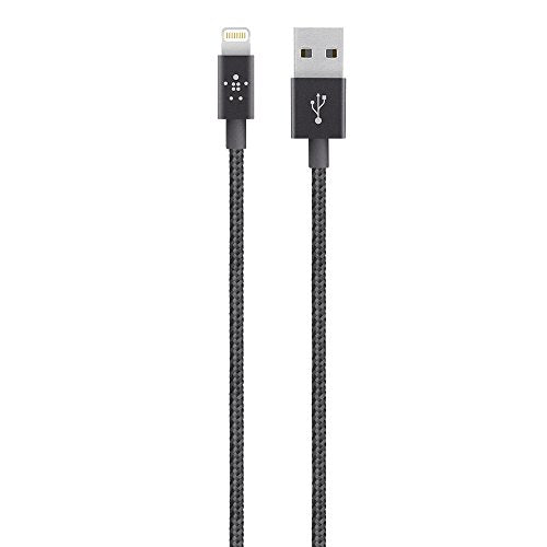 Belkin 2.4 Amp MIXIT 4-Feet Premium Metallic Lightning to USB Charge-Sync Cable, Retail Packaging, Black
