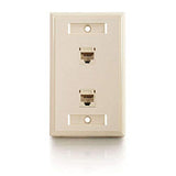 C2G 27417 2-Port Cat5e RJ45 Configured Single Gang Wall Plate, Ivory