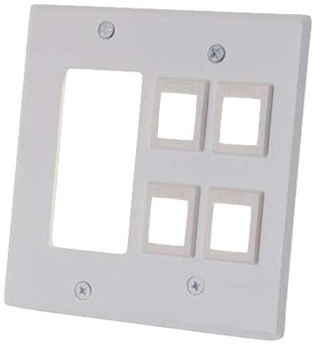 C2G/Cables to Go 41341 Double Gang Decorative Cutout Wall Plate with 4 keystones - White