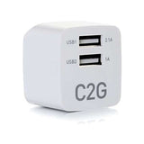 C2G 22322 2-Port USB Foldable Wall Charger for Apple, Android and Tablets - Compatible with Samsung and iPhone - AC to USB Adapter, 5V 2.1A Output, White