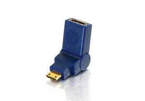 C2G 40434 Velocity 90° Rotating HDMI Female to HDMI Mini Male Port Saver Adapter, Blue