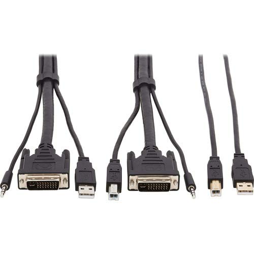 Tripp Lite DVI KVM Cable Kit DVI USB 3.5mm Audio 3xM/3xM+USB M/M Black 10ft (P784-010-U)