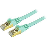 StarTech.com Cat6a Shielded Patch Cable - 1 ft - Aqua - Snagless RJ45 Cable - Ethernet Cord - Cat 6a Cable - 1ft (C6ASPAT1AQ)