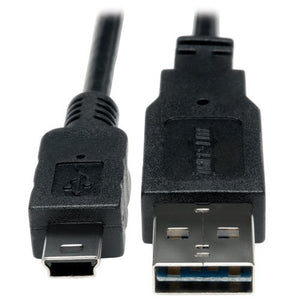 Tripp Lite Universal Reversible USB 2.0 Hi-Speed Converter Adapter Cable (Reversible A to 5Pin Mini-B M/M) 1-ft.(UR030-001)