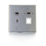 C2g Rapidrun Vga+3.5mm Audio Double Gang Wall Plate with HDMI Pass Through + One Key