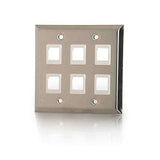Cables to Go 6-Port Dual Gang Keystone Wallplate-Stainless Steel