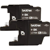 Brother Printer LC752PKS 2 Pack of LC-75BK Cartridges Ink - Retail Packaging