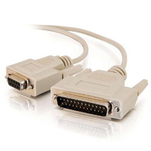 C2G 02447 DB9 Female to DB25 Male Serial RS232 Adapter Cable, Beige (1 Feet, 0.30 Meters)