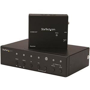 StarTech.com Multi-Input HDBaseT Extender with Built-in Switch - DisplayPort VGA and HDMI Over CAT5 or CAT6 - Up to 4K - up to 230 ft (STDHVHDBT)