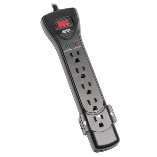 Tripp Lite Protect It! 7-Outlet Surge Protector, 7 ft. Cord with Right-Angle Plug, 2160 Joules, Diagnostic LEDs, Black Housing