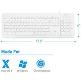 Macally Full Size USB Wired Computer Keyboard for Mac and Windows PC with 15 Apple Shortcut Keys and Numeric Keypad (MKEYX)