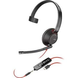 Plantronics Blackwire C5210 Headset - Mono - USB Type A - Wired - 20 Hz - 20 kHz - Over-The-Head - Monaural - Supra-aural - Noise Cancelling Microphone