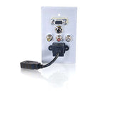 C2G 40543 VGA, 3.5mm Audio, Composite Video, RCA Stereo Audio and USB Pass Through Single Gang Wall Plate, Brushed Aluminum