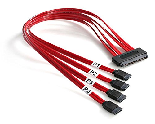 StarTech.com Serial Attached SCSI SAS Cable - SFF-8484 to 4X SATA - SATA/SAS Cable - SAS 6Gbit/s - 4-Lane - 32 pin 4i MultiLane (R) to SATA (R) - 1.6 ft - red - SAS84S450