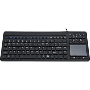 USB Kb-Ikb-107 Silicone Waterproof Kb W/Touchpad Black