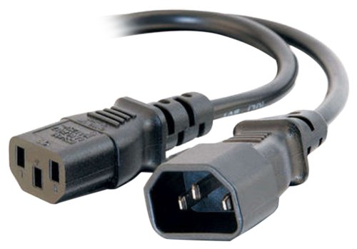 C2G 29966 16 AWG 250 Volt Computer Power Extension Cord - IEC320C14 to IEC320C13, TAA Compliant, Black (3 Feet, 0.91 Meters)