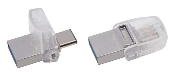 Kingston DataTraveler microDuo 3C 64GB USB3.0+Type-C Flash Drive up to 100MB/s Read (DTDUO3C/64GBCR)