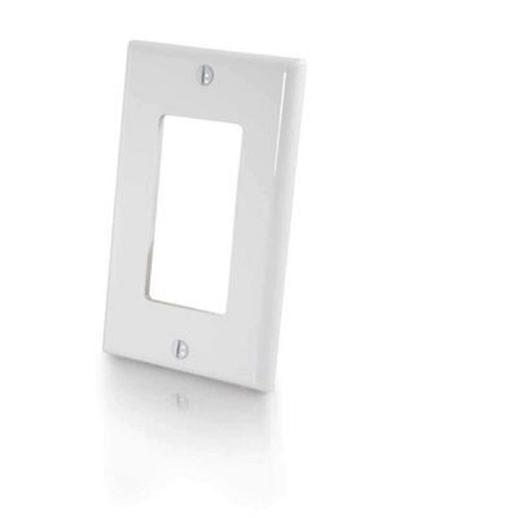 C2G 40345 Decorative One Cutout Single Gang Wall Plate, White