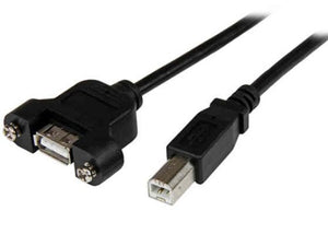 StarTech.com 3 ft Panel Mount USB Cable A to B - F/M - Panel Mount USB Port - USB A-Female to B-Male Adapter Cable 3ft - USB-A (F) Port (USBPNLAFBM3)