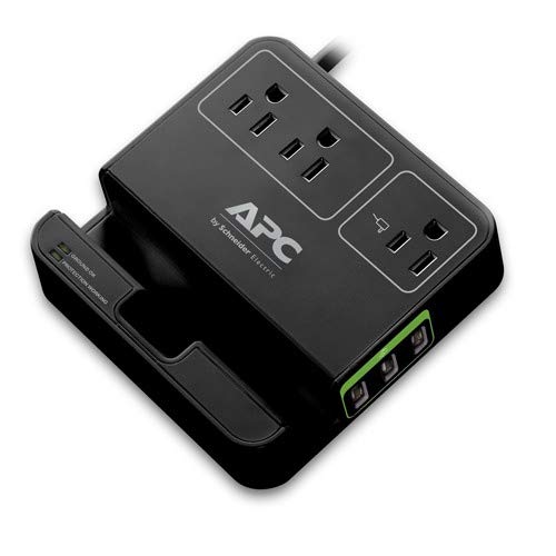 Essential Surgearrest, 3 Outlets, 3 USB Charging Ports, 120V, Black