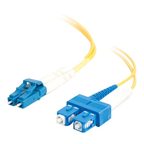 C2G 26260 OS2 Fiber Optic Cable - LC-SC 9/125 Duplex Single-Mode PVC Fiber Cable, Yellow (6.6 Feet, 2 Meters)