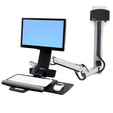 Styleview Sit-Stand Combo System with Small CPU Holder (Polished Aluminum)