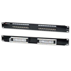 16 Port Cat5e Angled Patch Panel - 1u