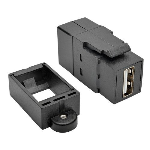 Tripp Lite USB 2.0 Keystone/Panel Mount Coupler (F/F), All-in-One, Black (U060-000-KP-BK)