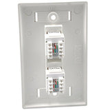 Dual Cat 5e Rj45 Configured Wall Plate - White