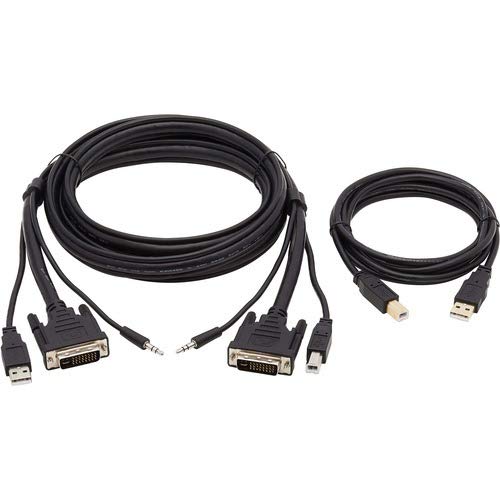 Tripp Lite DVI KVM Cable Kit, DVI USB 3.5mm Audio 3xM/3xM+USB M/M Black 6ft (P784-006-U)