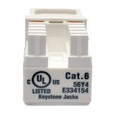 Cat6/5e White Wallplate Keystone Jack, Punch-Down/Rj45 F